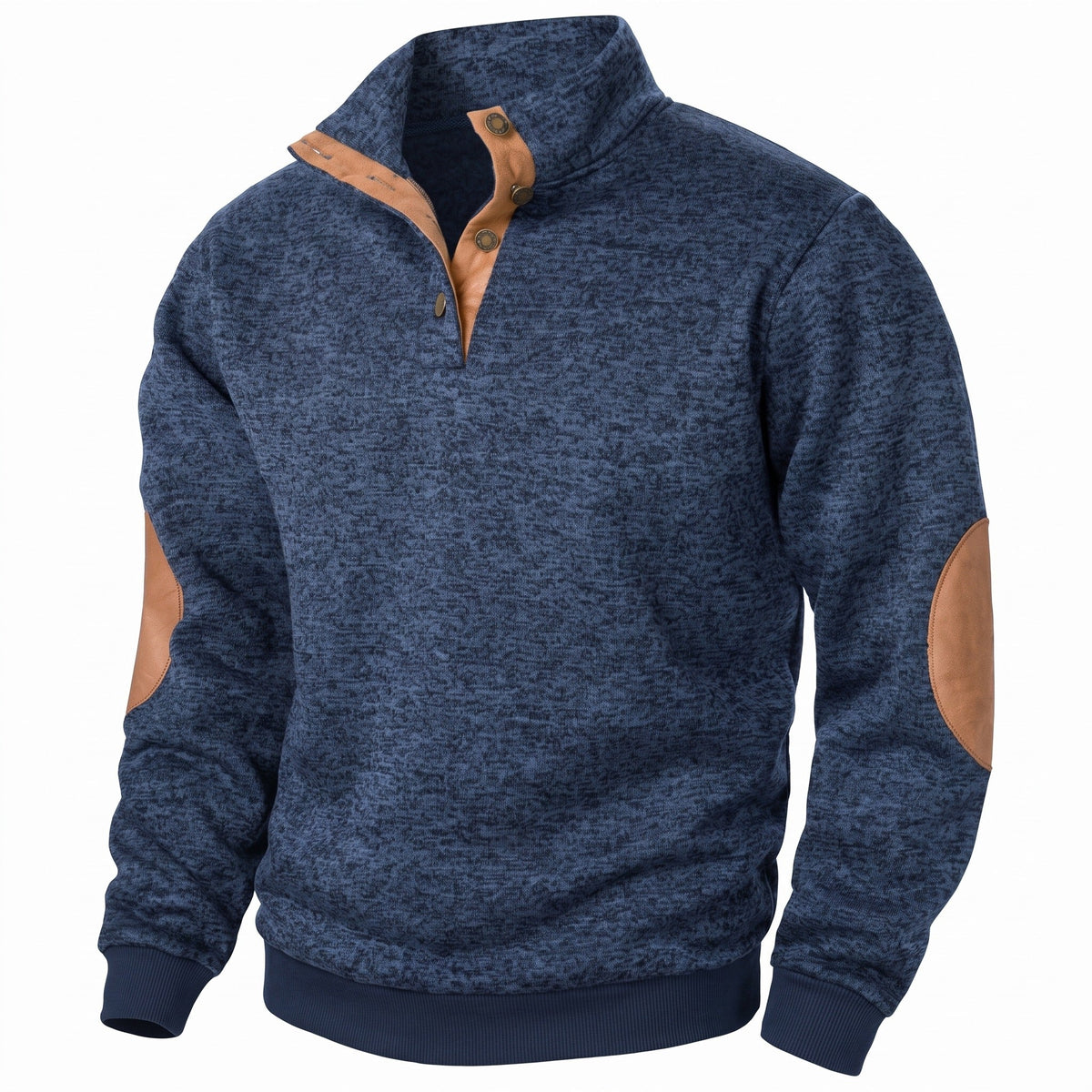 Jersey de punto con cuello alto y botonadura para hombre