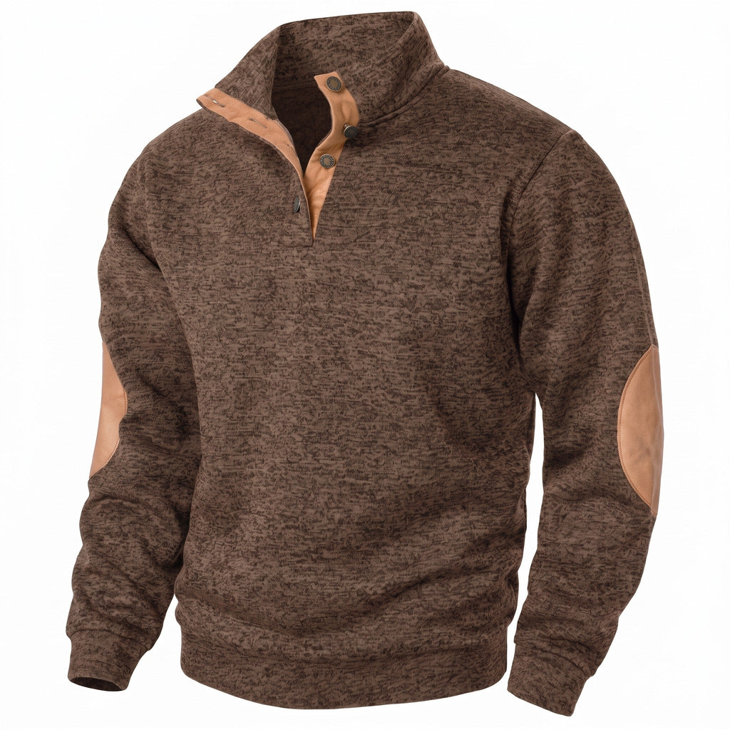 Jersey de punto con cuello alto y botonadura para hombre