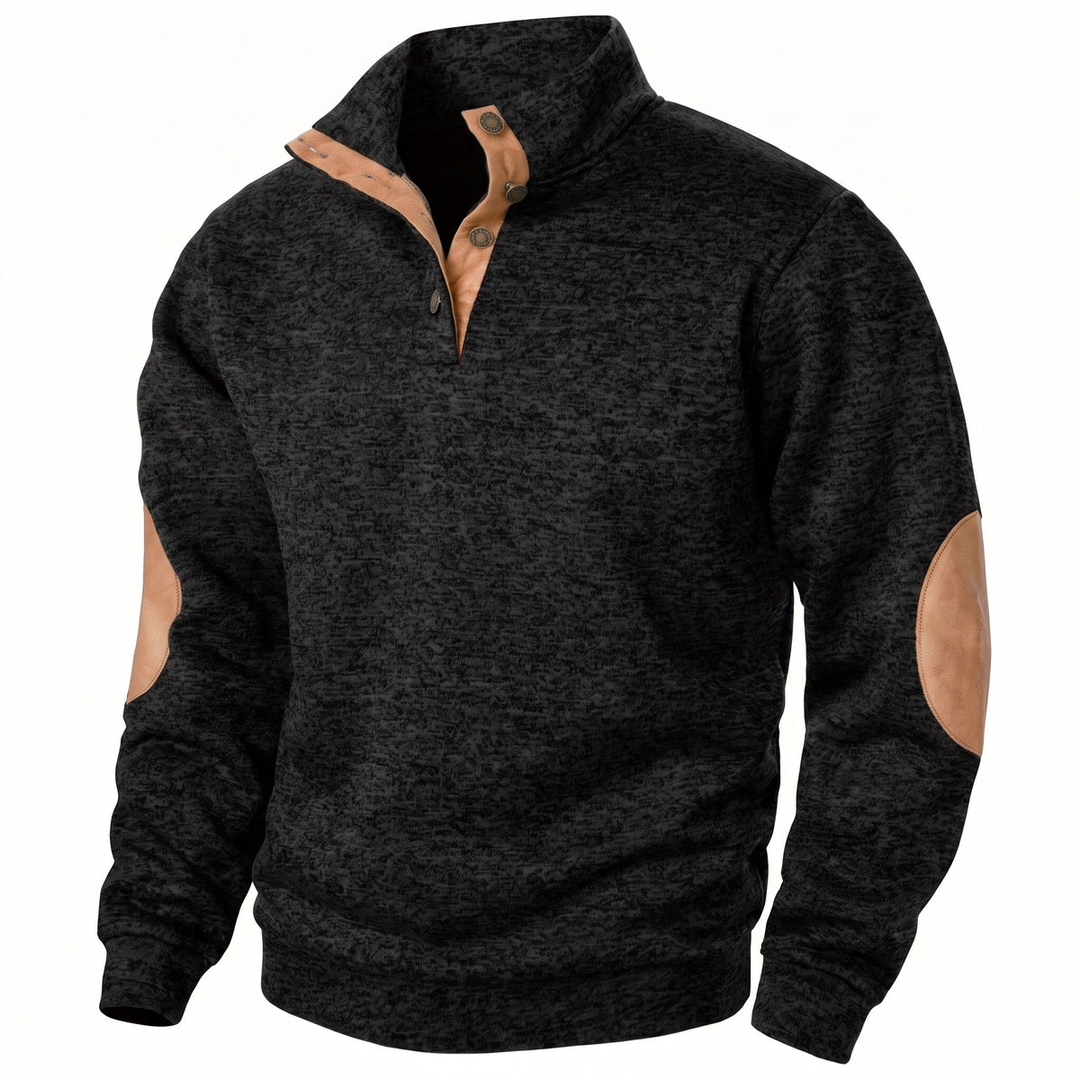 Jersey de punto con cuello alto y botonadura para hombre