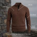 Jersey de Punto Trenzado con Media Cremallera y Cuello Alto para Hombre