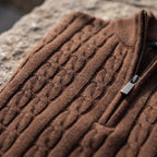 Jersey de Punto Trenzado con Media Cremallera y Cuello Alto para Hombre
