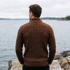 Jersey de Punto Trenzado con Media Cremallera y Cuello Alto para Hombre