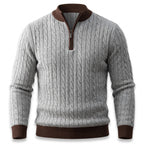 Jersey de Punto Trenzado con Media Cremallera y Cuello Alto para Hombre