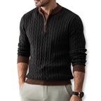 Jersey de Punto Trenzado con Media Cremallera y Cuello Alto para Hombre