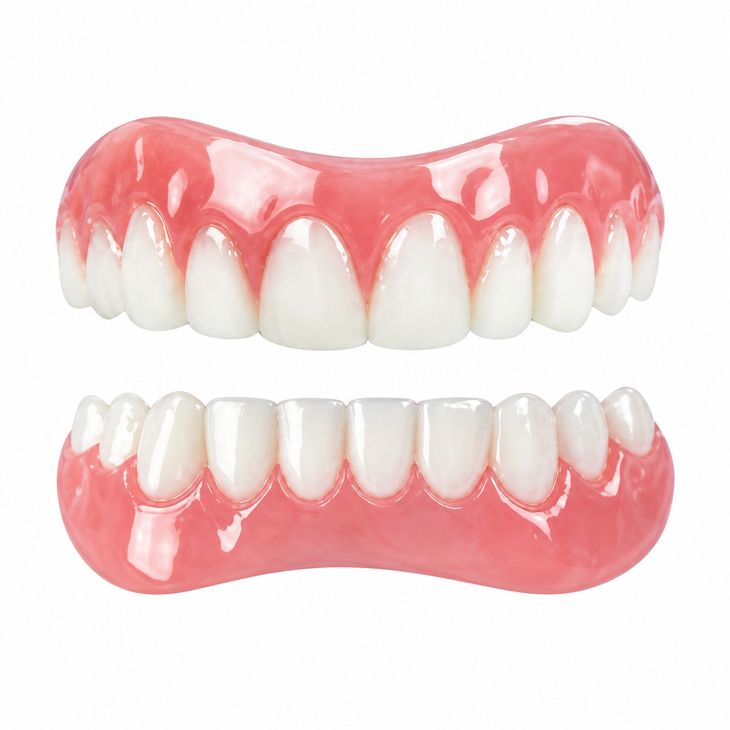 Juego de dentadura de silicona flexible con piezas superior e inferior separadas para adultos