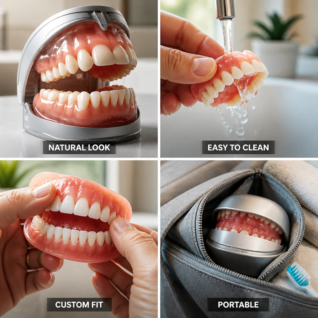 Juego de dentaduras de grado médico moldeables por calor (superior e inferior)