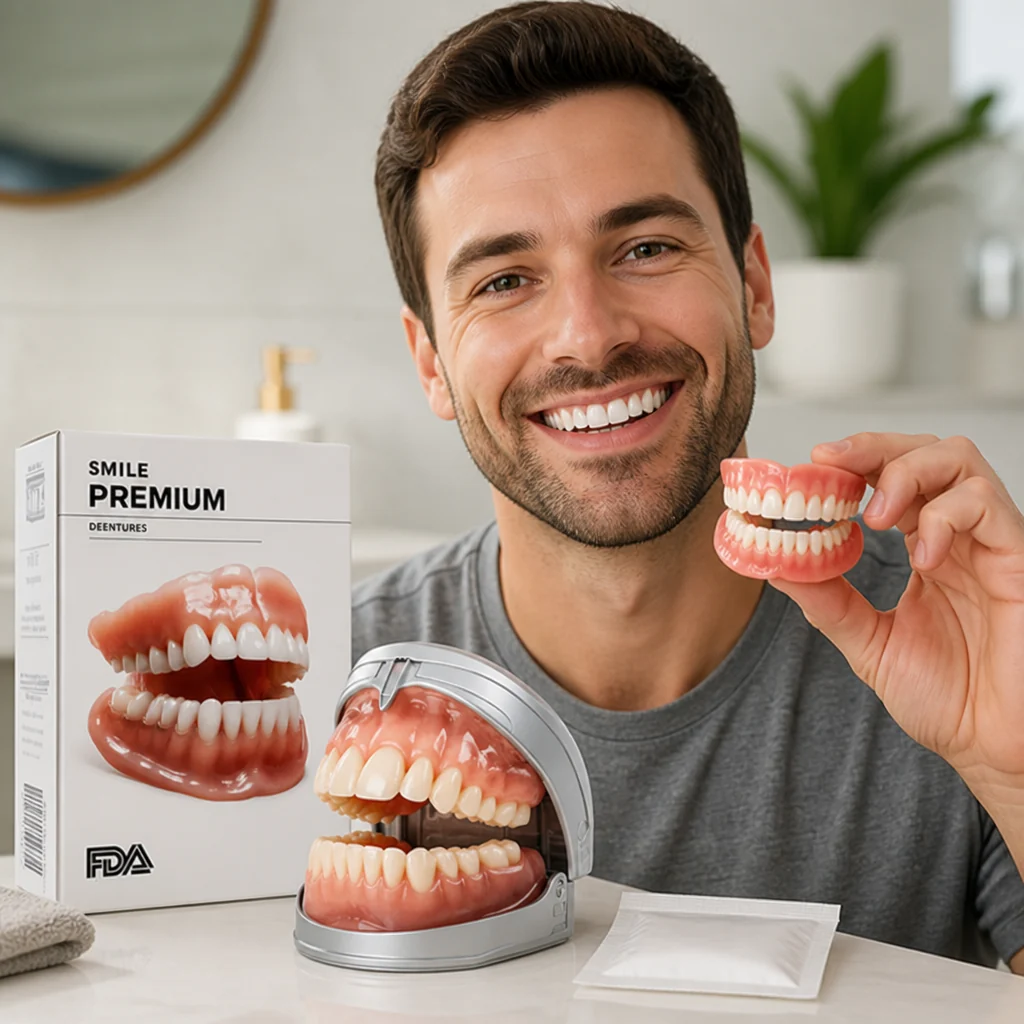 Juego de dentaduras de grado médico moldeables por calor (superior e inferior)