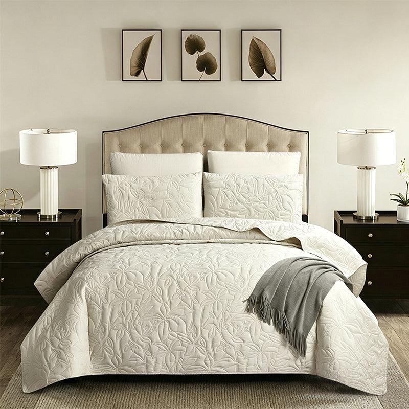 Juego de ropa de cama de algodón de 4 piezas - Patrón floral suave en 6 colores