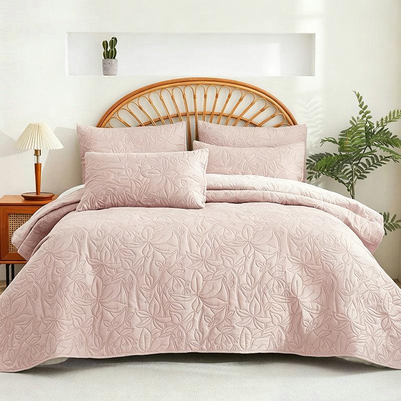 Juego de ropa de cama de algodón de 4 piezas - Patrón floral suave en 6 colores