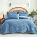 Juego de ropa de cama de algodón de 4 piezas - Patrón floral suave en 6 colores