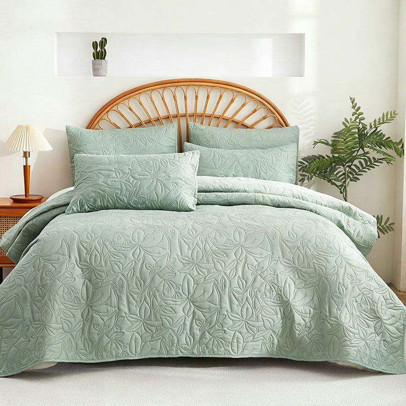 Juego de ropa de cama de algodón de 4 piezas - Patrón floral suave en 6 colores