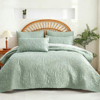 Juego de ropa de cama de algodón de 4 piezas - Patrón floral suave en 6 colores