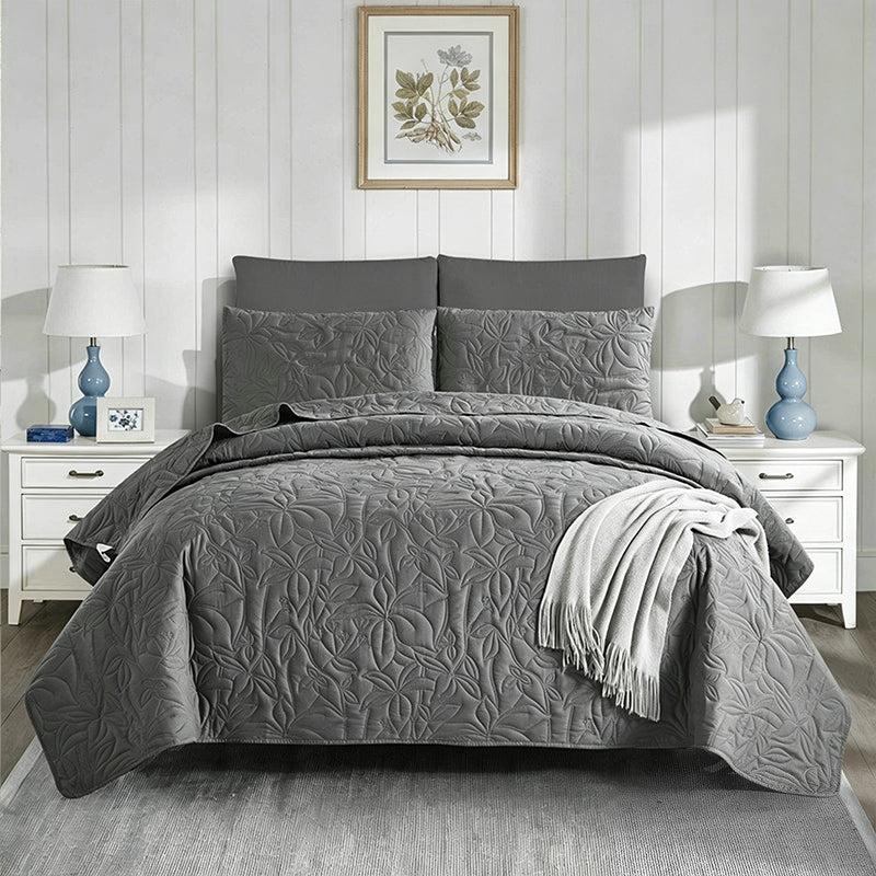 Juego de ropa de cama de algodón de 4 piezas - Patrón floral suave en 6 colores