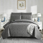 Juego de ropa de cama de algodón de 4 piezas - Patrón floral suave en 6 colores