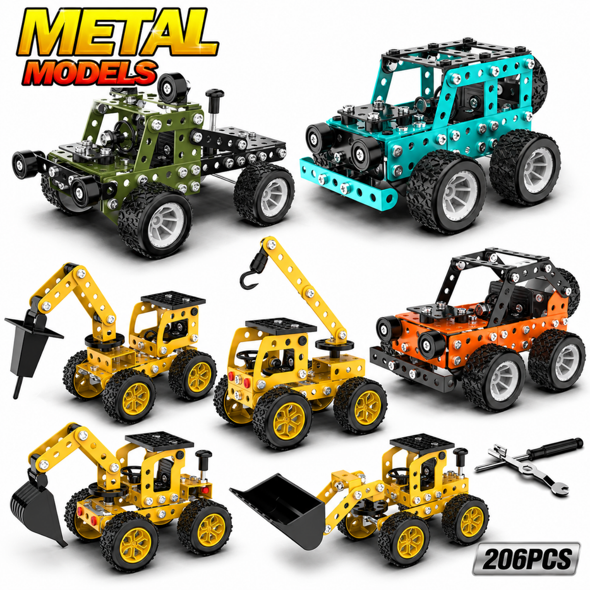 Kit de Construcción de Vehículo Metálico DIY – Montaje con Tornillos y Tuercas