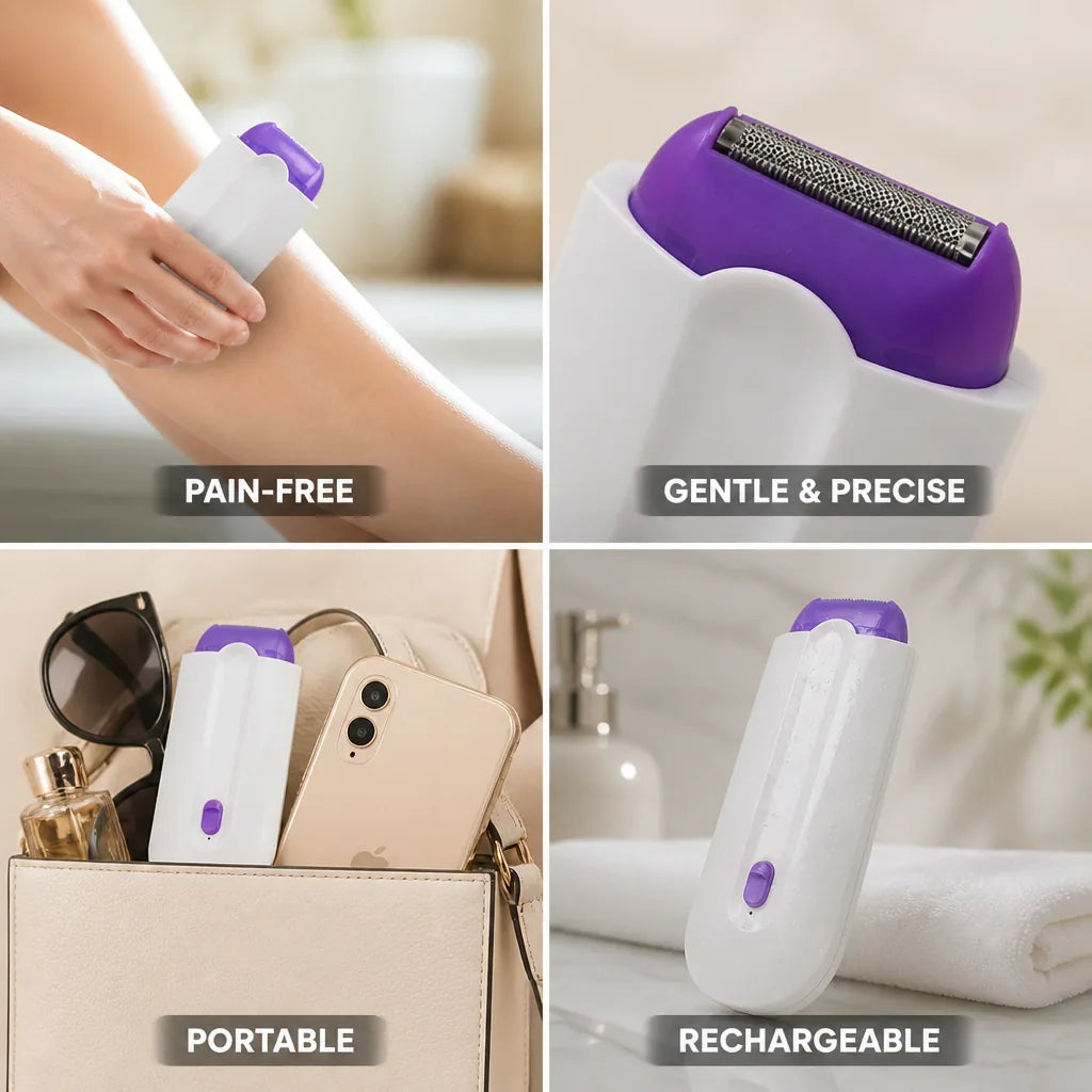 Kit de depilación con micro-oscilación suave sin dolor recargable y portátil