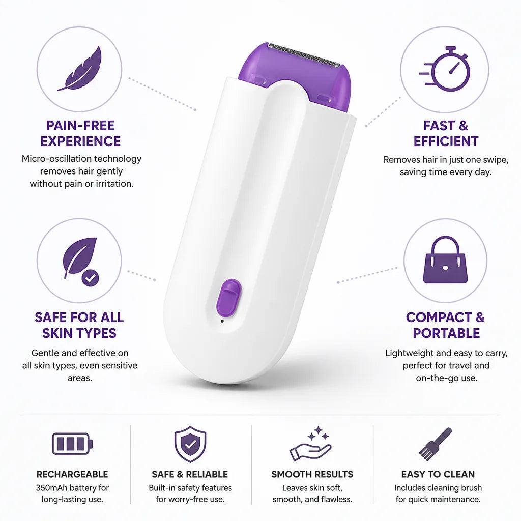 Kit de depilación con micro-oscilación suave sin dolor recargable y portátil