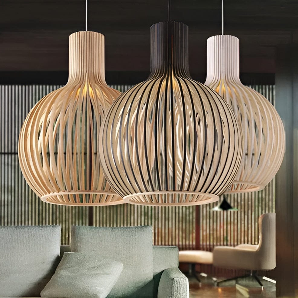 Lámpara colgante de madera ajustable con iluminación LED vintage