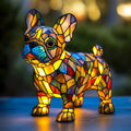 Lámpara de mesa perro estilo Tiffany | Diseño de bulldog francés en vidrio emplomado