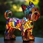 Lámpara de mesa perro estilo Tiffany | Diseño de bulldog francés en vidrio emplomado