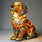 Lámpara de mesa perro estilo Tiffany | Diseño de bulldog francés en vidrio emplomado