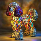 Lámpara de mesa perro estilo Tiffany | Diseño de bulldog francés en vidrio emplomado