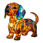 Lámpara de noche perro de cristal emplomado, resina pintada a mano, USB, 17 cm