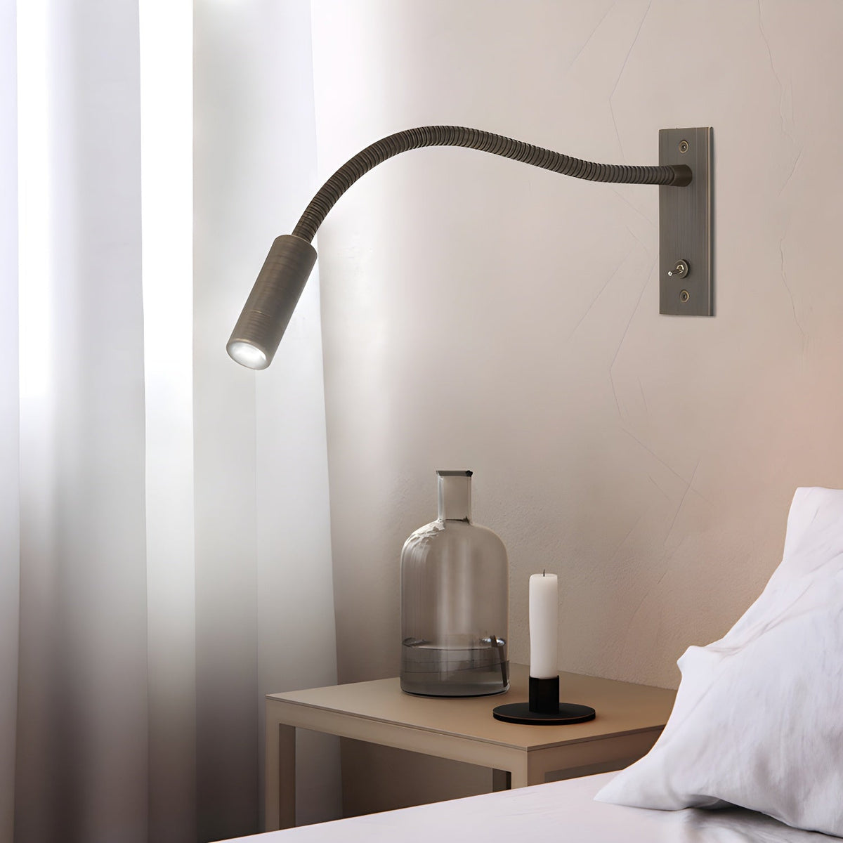 Lámpara de pared flexible - Luz de lectura minimalista para dormitorio y rincón de lectura