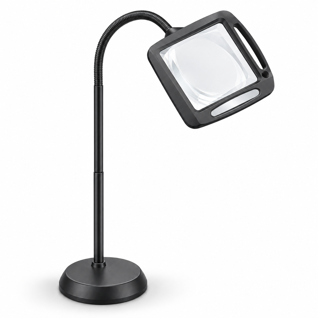 Lámpara de pie con lupa de lente grande LED y altura ajustable
