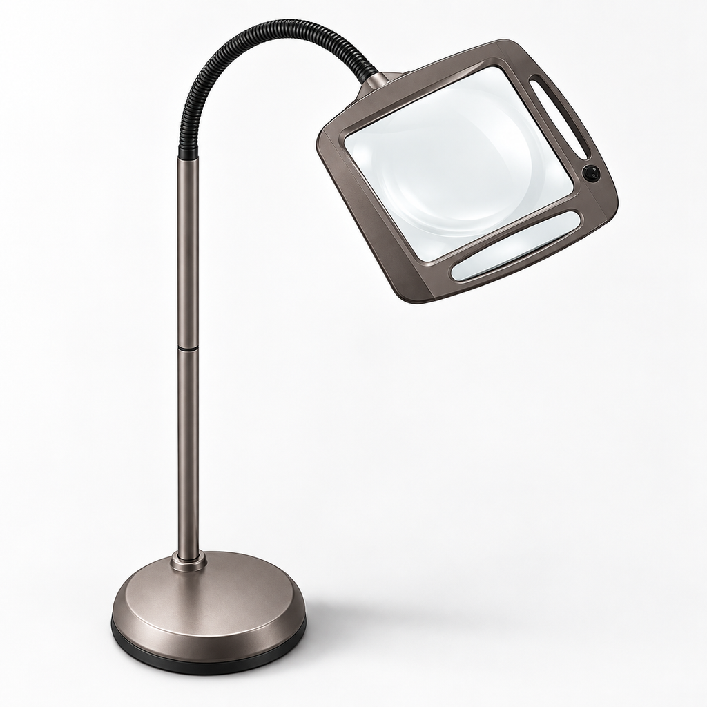 Lámpara de pie con lupa de lente grande LED y altura ajustable