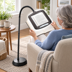 Lámpara de pie con lupa de lente grande LED y altura ajustable