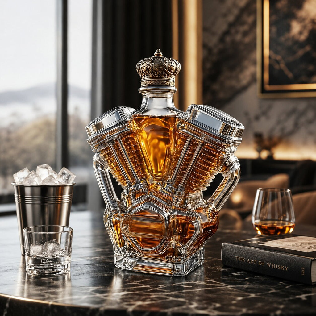 Licorera de whisky en forma de bloque de motor | Kraftkaraffe