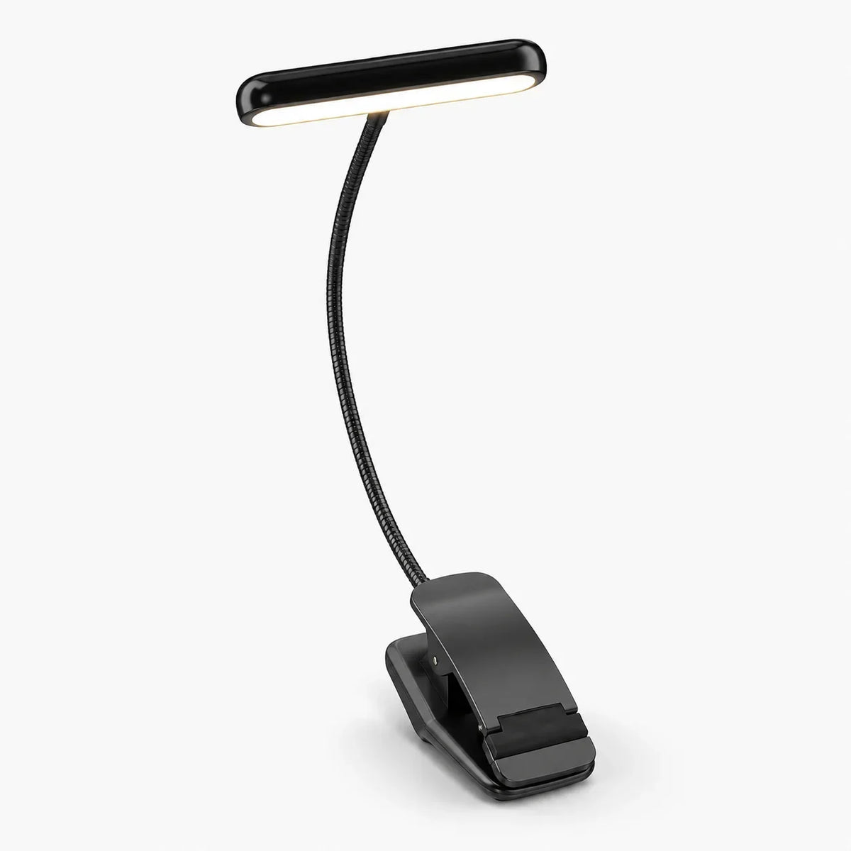 Luz de lectura con pinza | Recargable por USB y cuello flexible