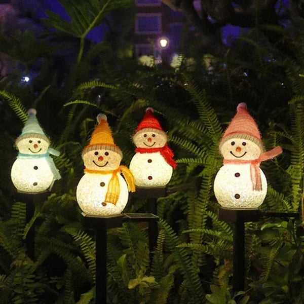 Luz de muñeco de nieve con energía solar – Lámpara solar de jardín, decoración navideña exterior