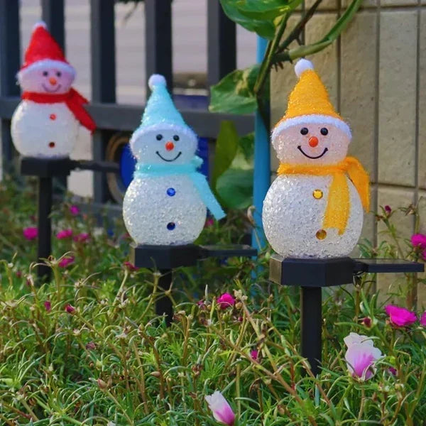 Luz de muñeco de nieve con energía solar – Lámpara solar de jardín, decoración navideña exterior
