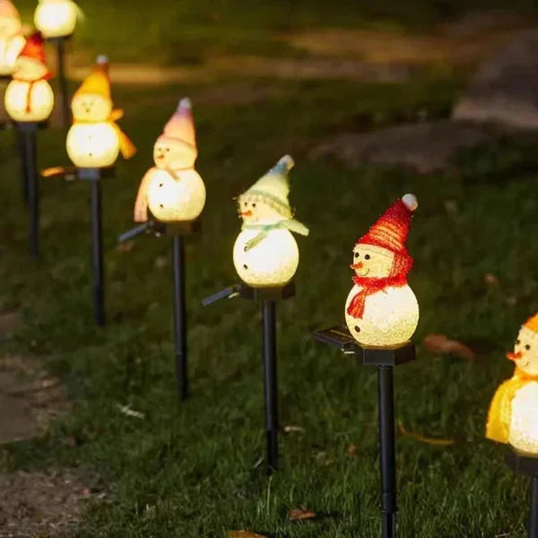 Luz de muñeco de nieve con energía solar – Lámpara solar de jardín, decoración navideña exterior