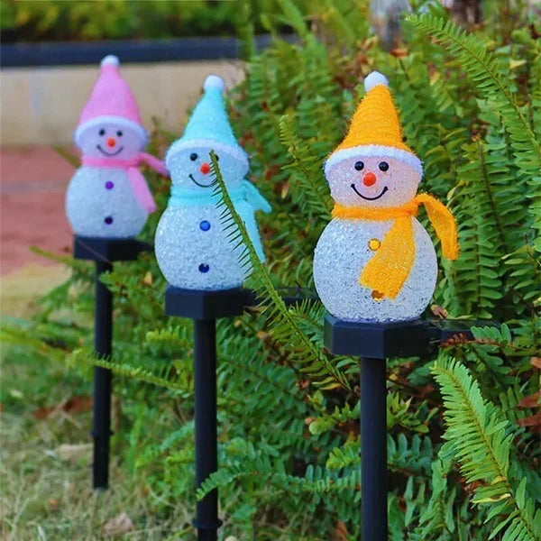 Luz de muñeco de nieve con energía solar – Lámpara solar de jardín, decoración navideña exterior