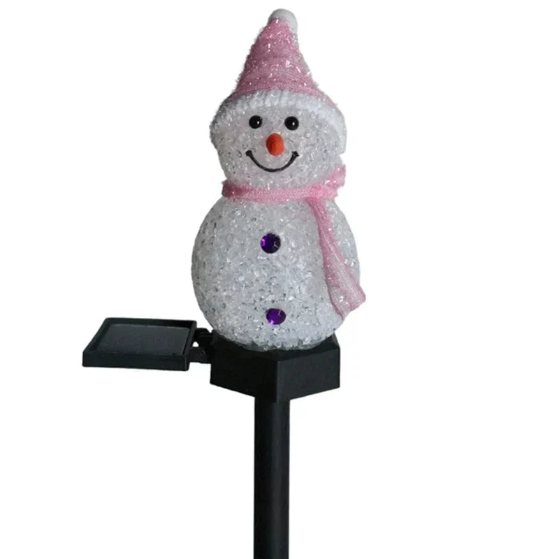 Luz de muñeco de nieve con energía solar – Lámpara solar de jardín, decoración navideña exterior