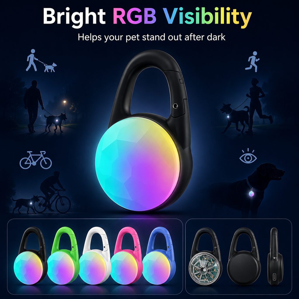 Luz LED de seguridad recargable con clip para perros en paseos nocturnos