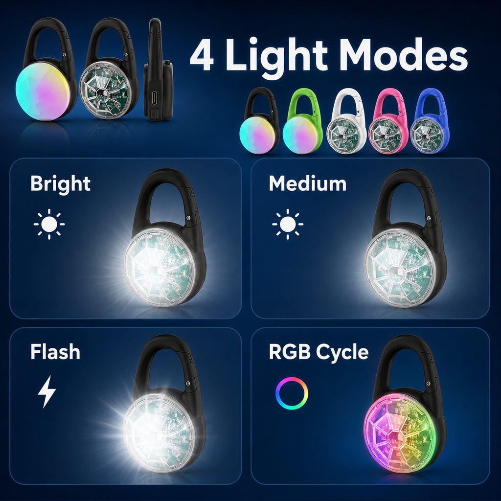 Luz LED de seguridad recargable con clip para perros en paseos nocturnos