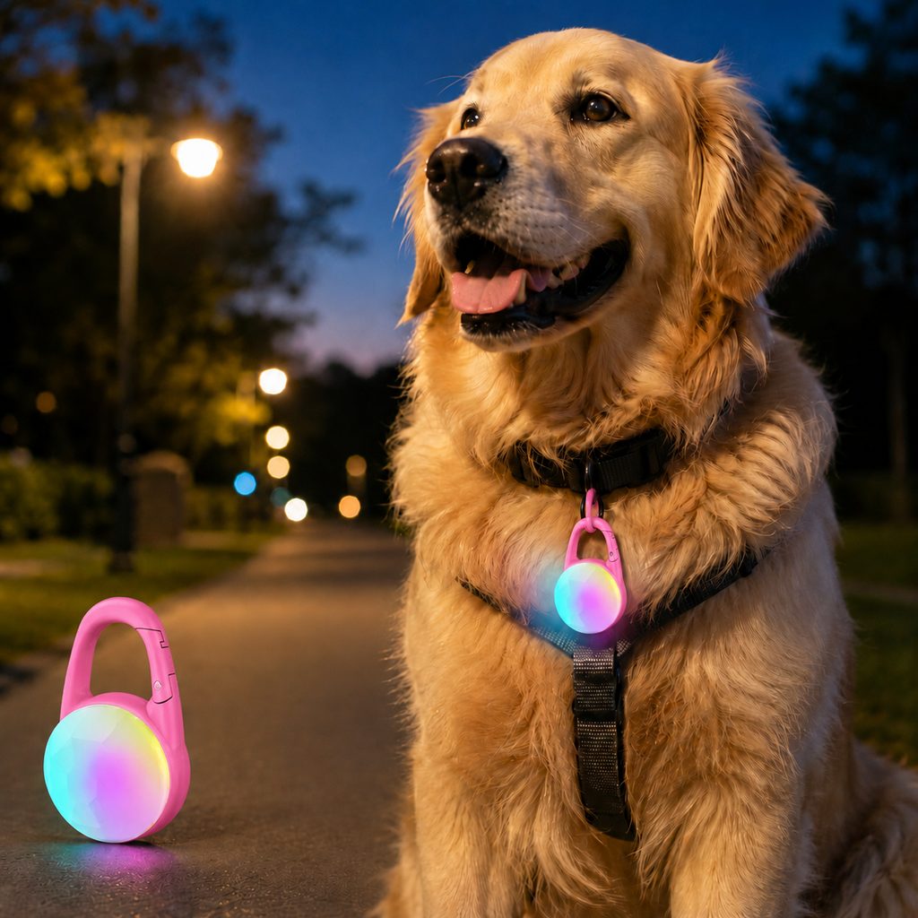 Luz LED de seguridad recargable con clip para perros en paseos nocturnos