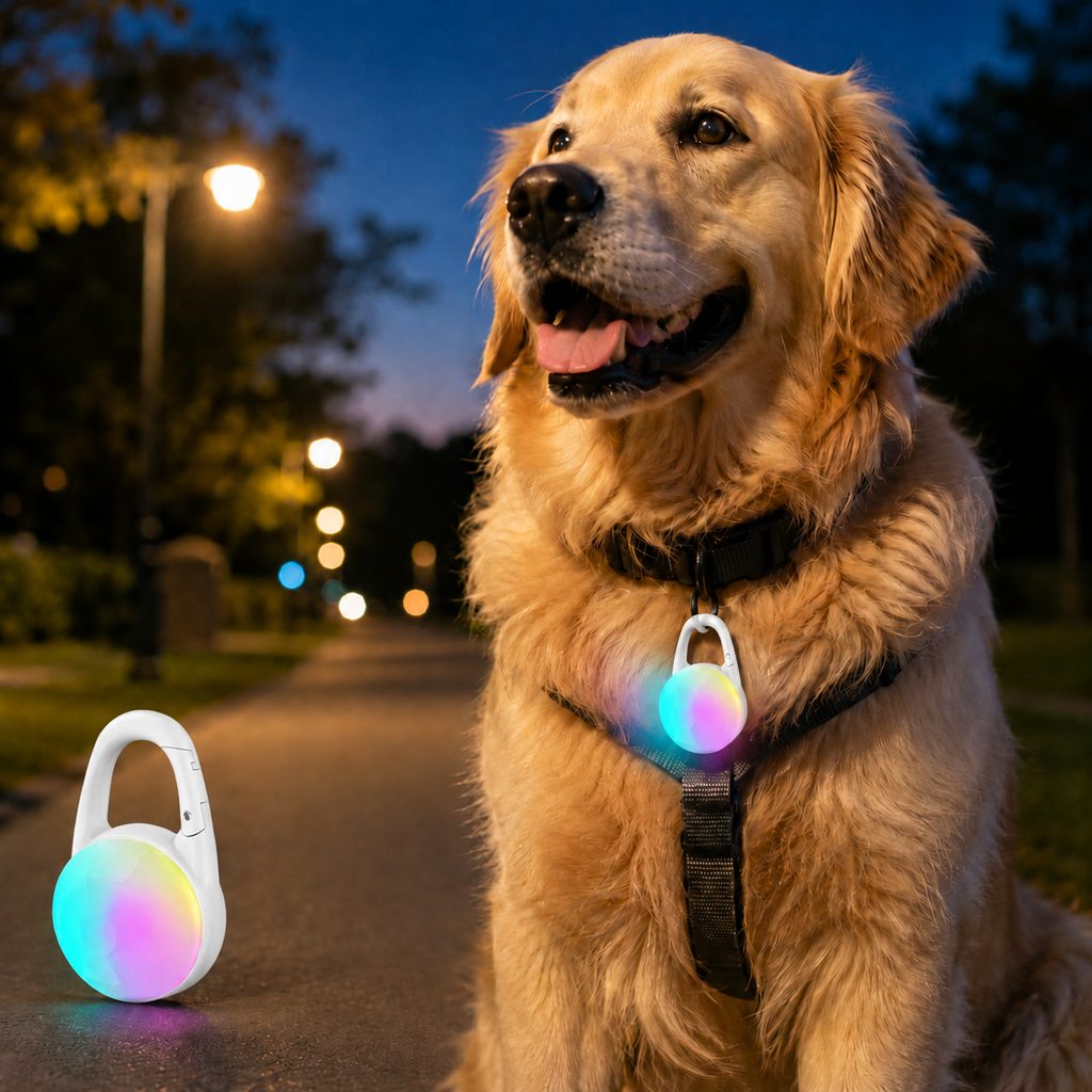 Luz LED de seguridad recargable con clip para perros en paseos nocturnos