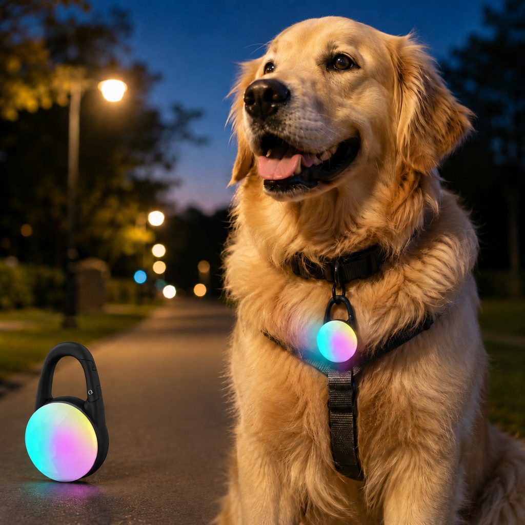 Luz LED de seguridad recargable con clip para perros en paseos nocturnos
