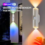 Luz nocturna LED inteligente con sensor de movimiento, lámpara de pared RGB regulable con cambio de color, luz ambiental