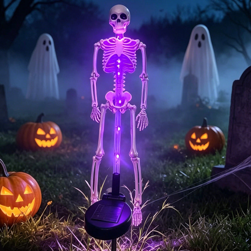 Luz solar de estaca esqueleto de Halloween impermeable LED para exterior lámpara de suelo de plástico para decoración de