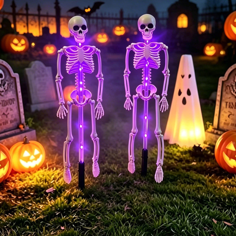 Luz solar de estaca esqueleto de Halloween impermeable LED para exterior lámpara de suelo de plástico para decoración de