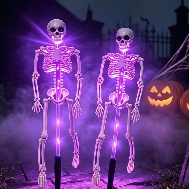 Luz solar de estaca esqueleto de Halloween impermeable LED para exterior lámpara de suelo de plástico para decoración de