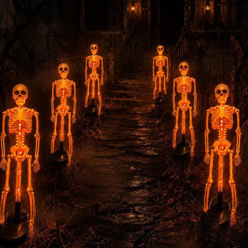 Luz solar de estaca esqueleto de Halloween impermeable LED para exterior lámpara de suelo de plástico para decoración de