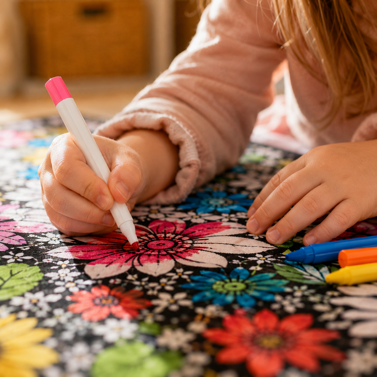 Manta DIY para colorear para niños, tejido suave de felpa, lavable y reutilizable