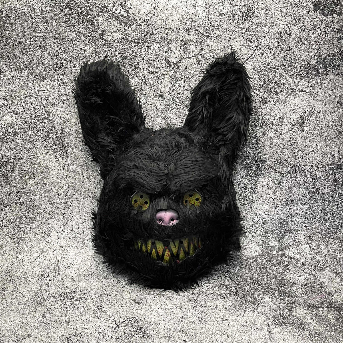 Máscara de conejo o de oso terrorífico para Halloween en pelo sintético con dientes ensangrentados, 4 diseños y sets de 